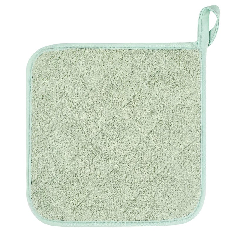 lifaith 100% Cotton Kitchen Everyday Basic Terry Pot Holder Heat Resistant Coaster Potholder for Cooking and Baking Set of 5 Mint Green - Image 3